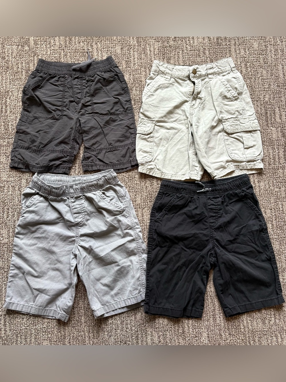 Bundle of boys size 6/7 shorts grey black khaki